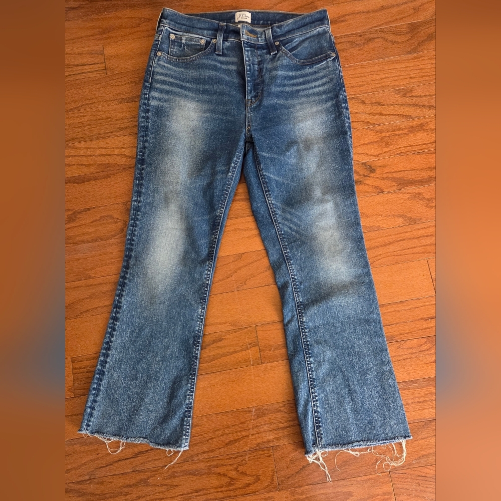 J. Crew Distressed Blue Flare Jeans